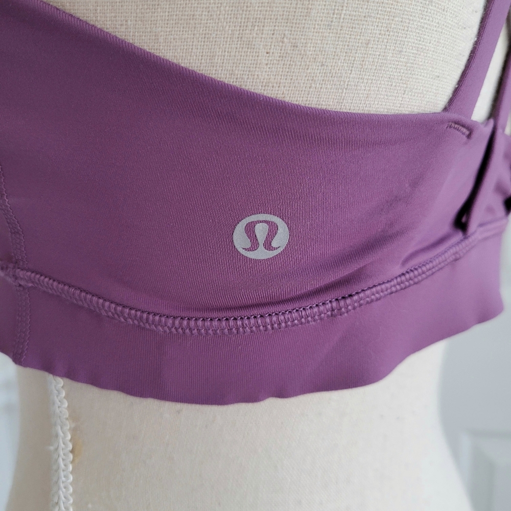 Lululemon Energy Bra Size 10 Grape Thistle Luxtreme Strappy Back Yoga Gym Train - Picture 10 of 12
